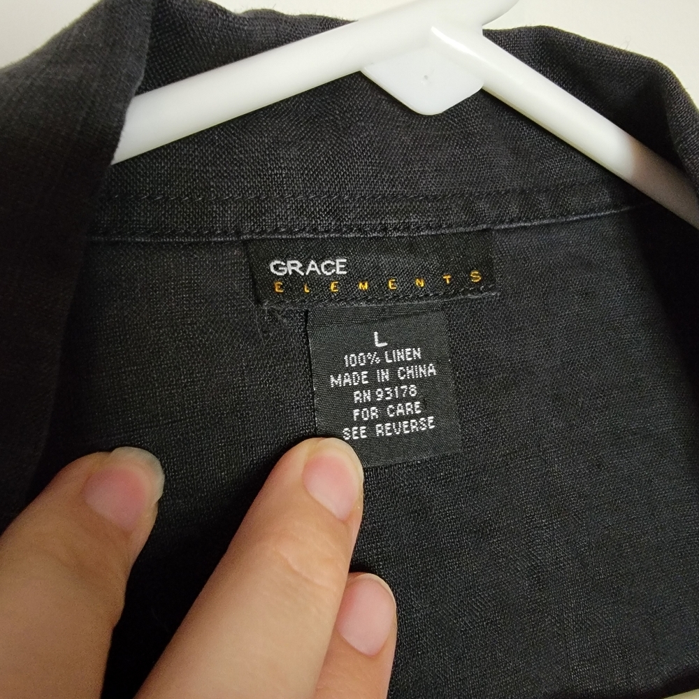 Grace Elements 100% Linen Jacket Black Lightweigh… - image 7